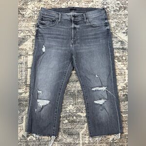 MOTHER The Scrapper Cuff Ankle Fray Gray Cropped Jeans sz 29